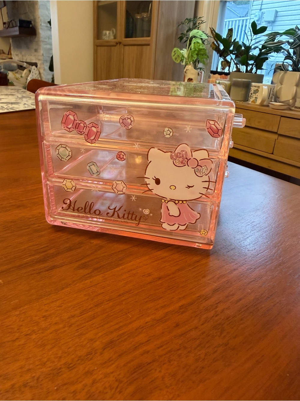 Hello Kitty Pink Clear Acrylic 3-Tier Jewelry Drawer Organizer